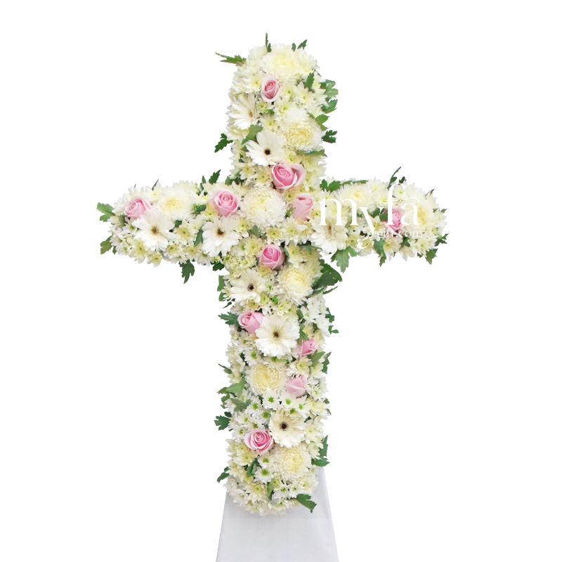 Angelic Cross Wreath| Flowers For Funeral| Same Day Delivery Taiping