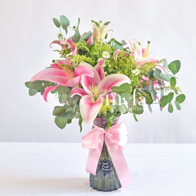 Pink Perfection Vase Arrangement| Fresh Flower In A Vase| Same Day Delivery