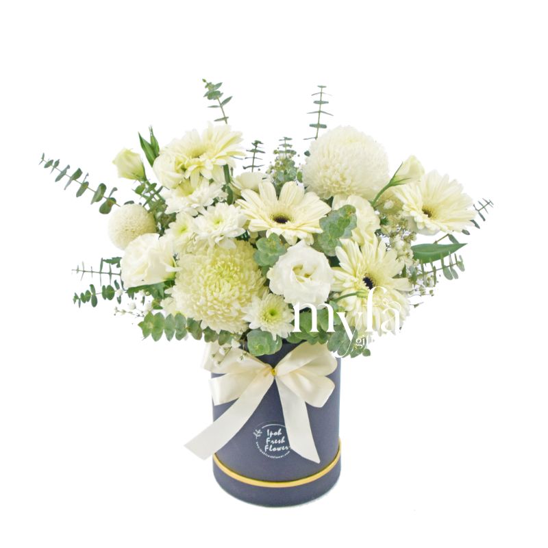 Pure White| Fresh Flower Bloom Box| Same Day Delivery Taiping