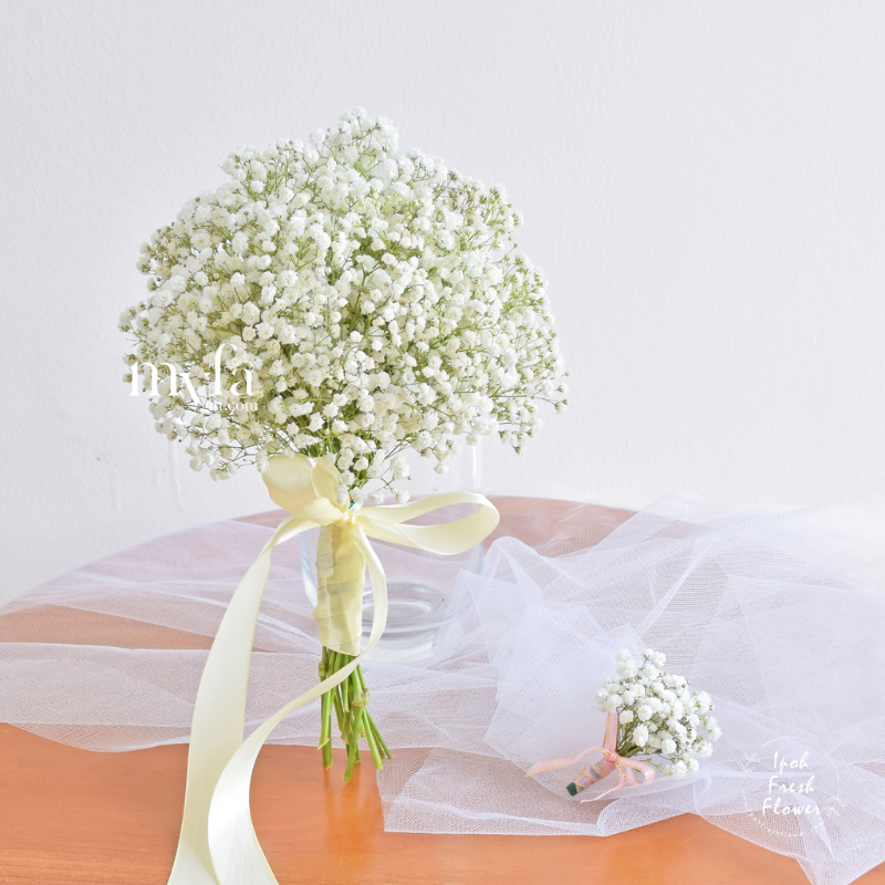 Baby Breath Bridal With Boutonniere| Flower Bouquet For Wedding & ROM