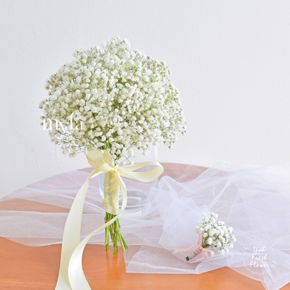 Baby Breath Bridal With Boutonniere| Flower Bouquet For Wedding & ROM