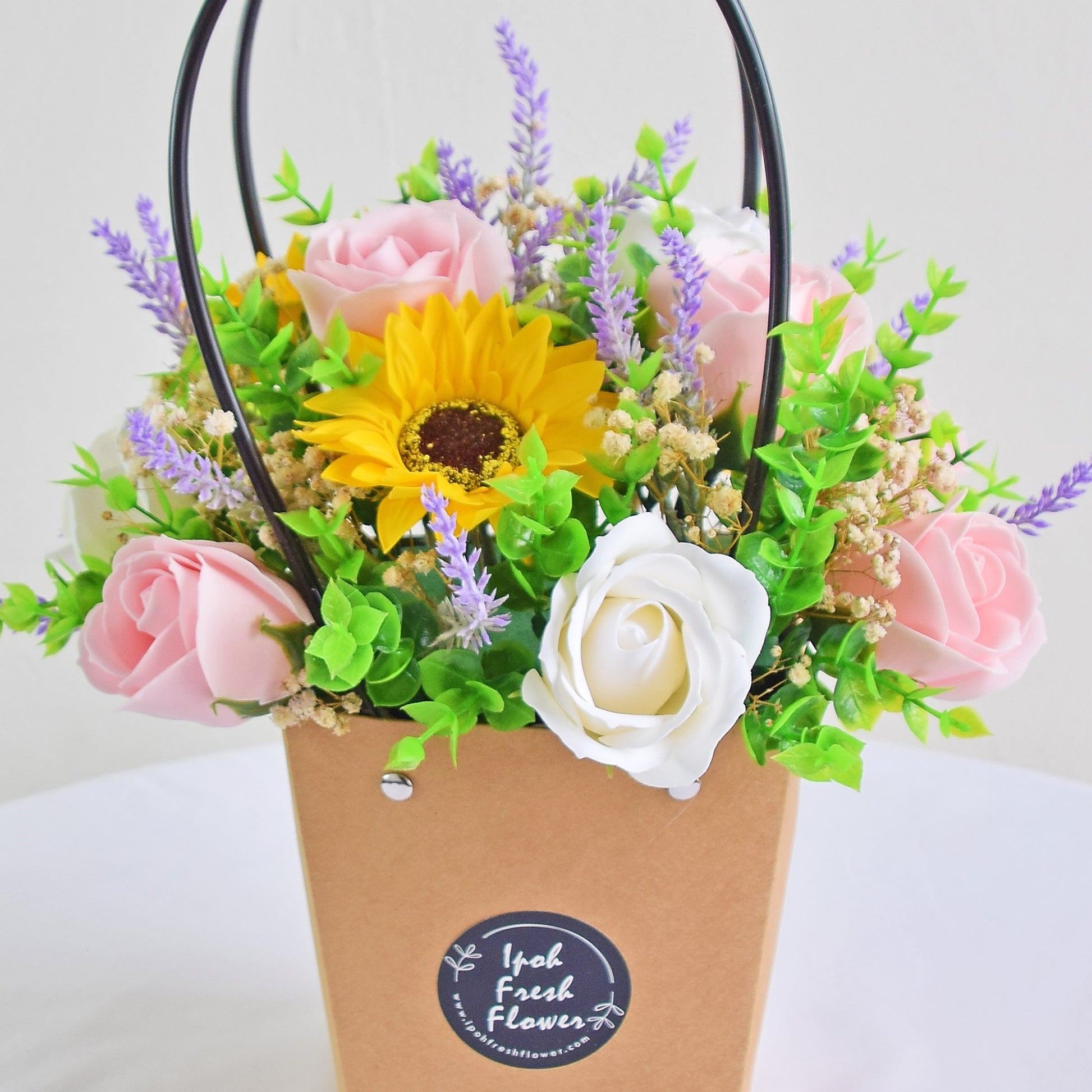 Bethany (Soap Flowers)| Fresh Flower Basket| Same Day Delivery