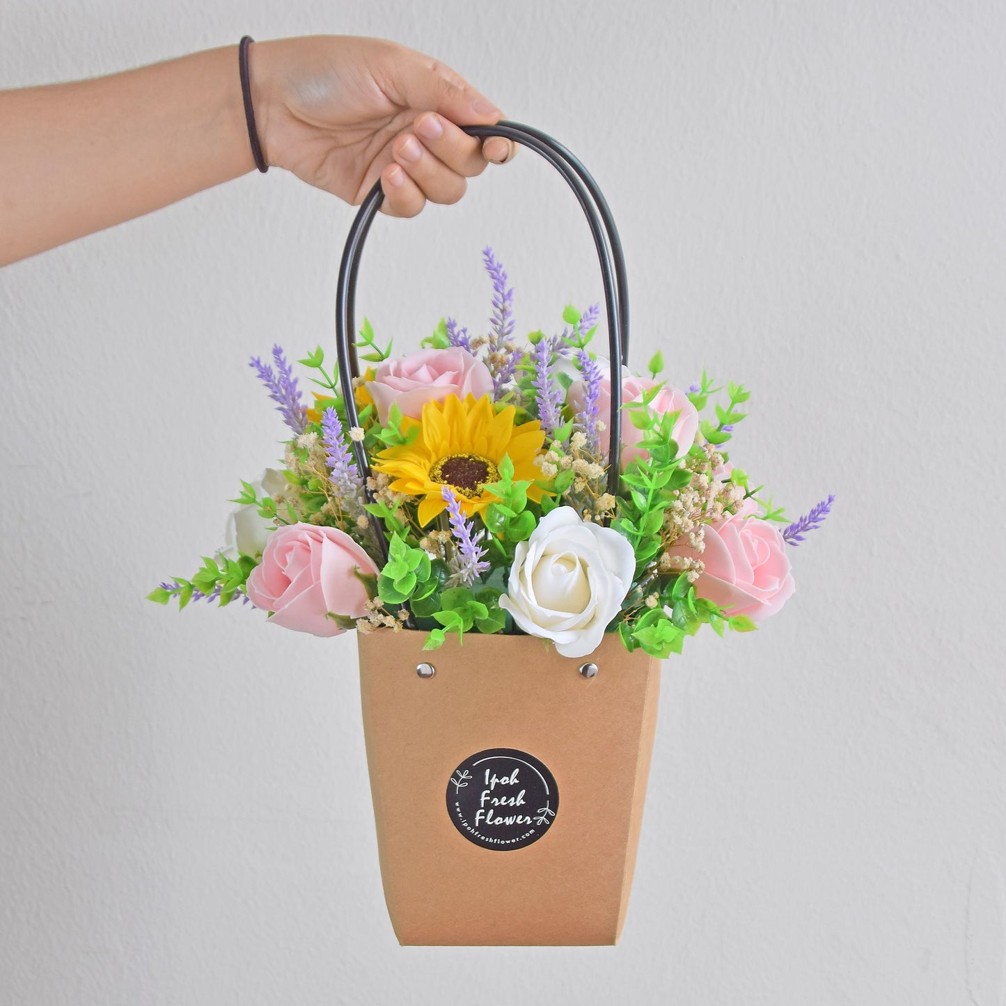 Bethany (Soap Flowers)| Fresh Flower Basket| Same Day Delivery