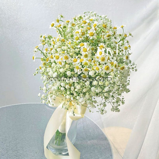 Chamomile Baby Breath Bridal Bouquet| Flower Bouquet For Wedding & ROM