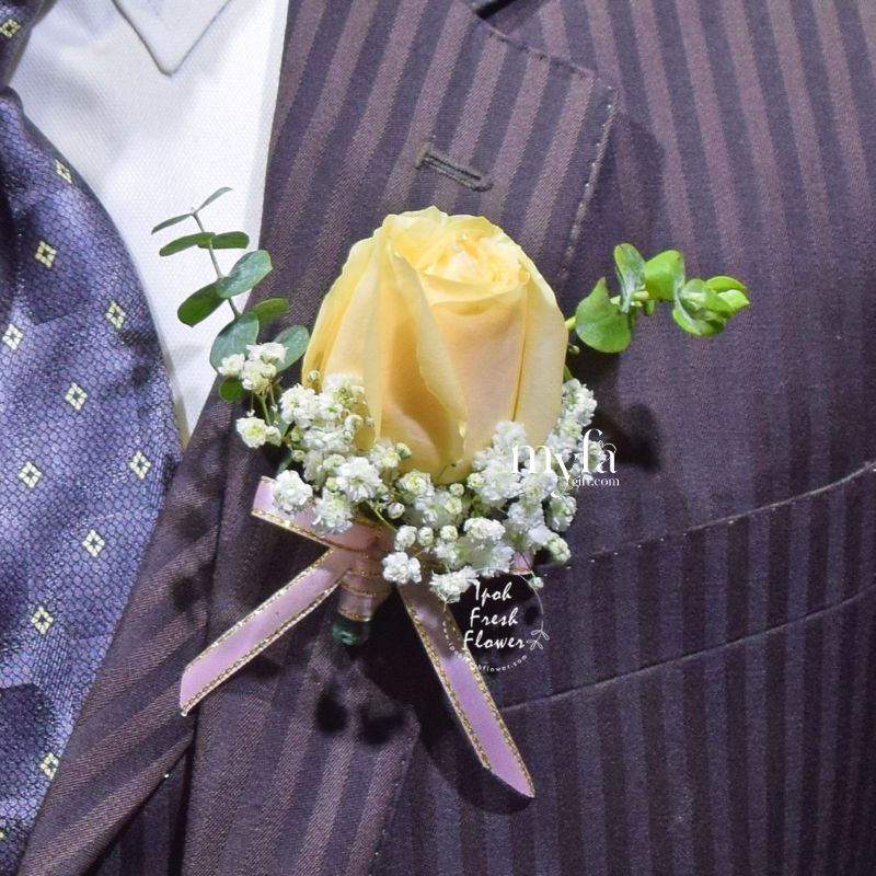 Champagne Rose Boutonniere| Flower Bouquet For Wedding & ROM