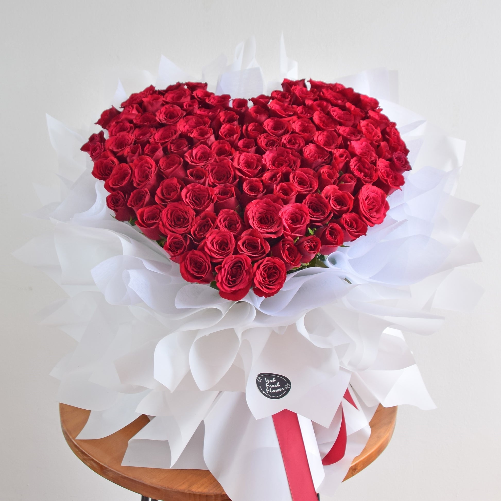 I Love You-99 Rose with heart | Valentine's Fresh Flower Bouquet| Same Day Delivery