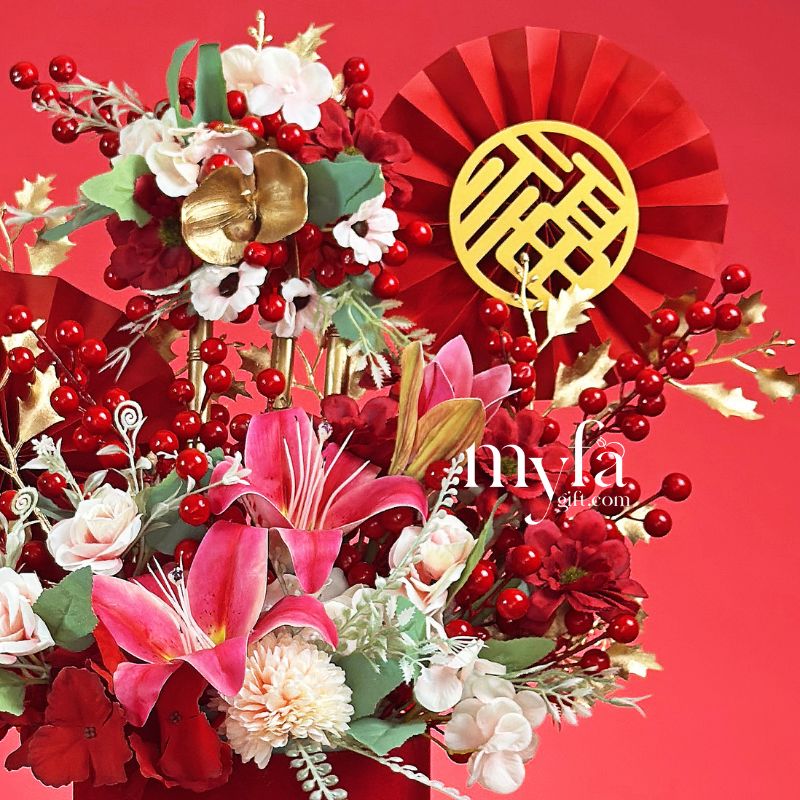 Blessing Prosperity| CNY Artificial Flower Box| Same Day Delivery Taiping