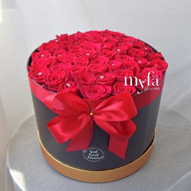 Fifty Shades of Red| Giant Roses Fresh Flower Box| Same Day Delivery