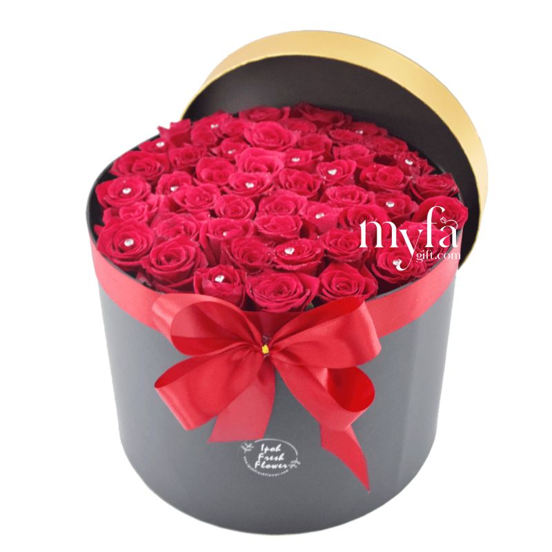 Fifty Shades of Red| Giant Roses Fresh Flower Box| Same Day Delivery