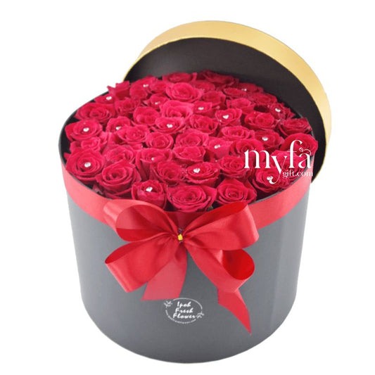 Fifty Shades of Red| Giant Roses Fresh Flower Box| Same Day Delivery