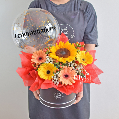 Hudson | Balloon Flower Box | Same day delivery
