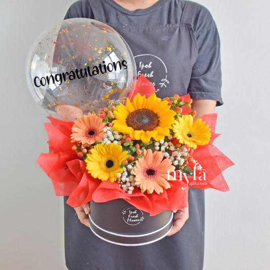 Hudson | Balloon Flower Box | Same day delivery