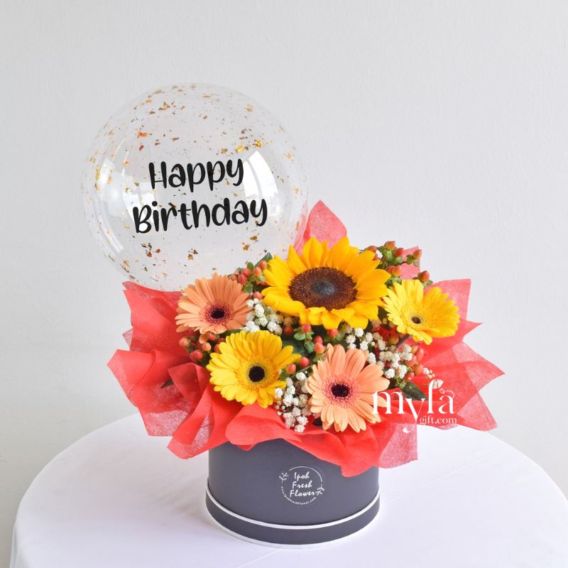 Hudson | Balloon Flower Box | Same day delivery