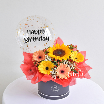 Hudson | Balloon Flower Box | Same day delivery