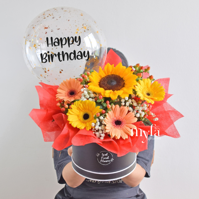 Hudson | Balloon Flower Box | Same day delivery