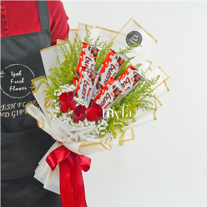 Kinder Bueno Chocolate Bouquet| Fresh Flower Same Day Delivery Ipoh