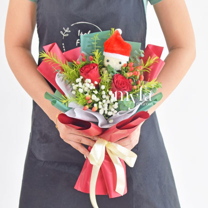 Little Santa| Christmas Petite Fresh Flower Bouquet| Same Day Delivery
