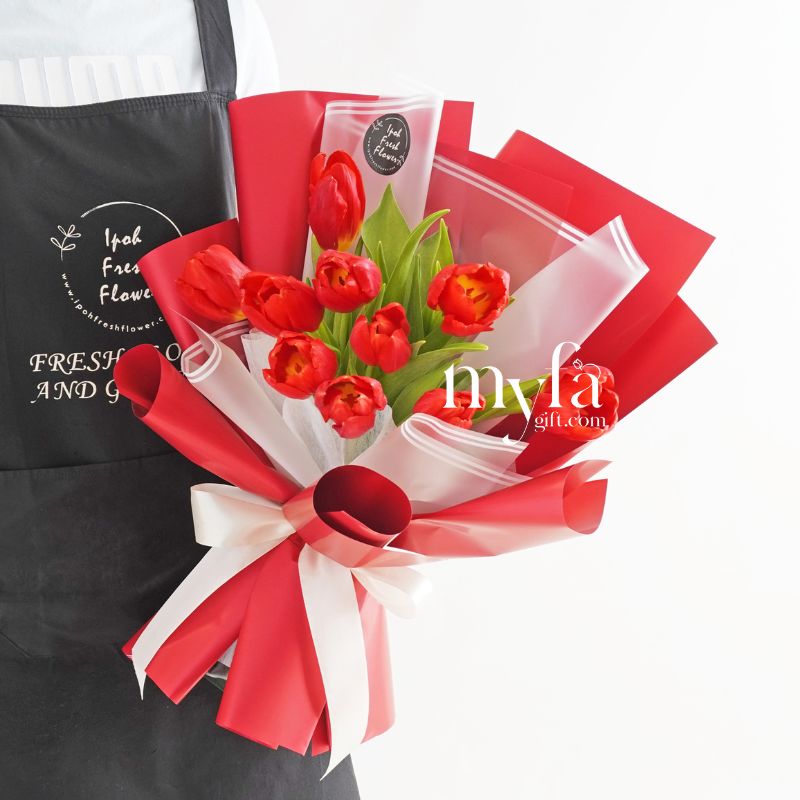 Miaka Red Tulip Bouquet | Valentine's Fresh Flower Bouquet| Same Day Delivery