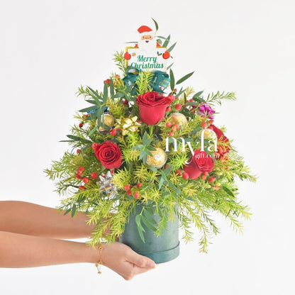 Mini Merry Tree| Flower & Chocolate Bloom Box| Same Day Delivery