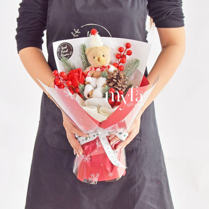 Petite Merry (Soap Flower)| Christmas Petite Fresh Flower Bouquet| Same Day Delivery