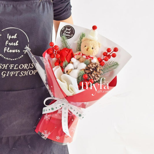 Petite Merry (Soap Flower)| Christmas Petite Fresh Flower Bouquet| Same Day Delivery