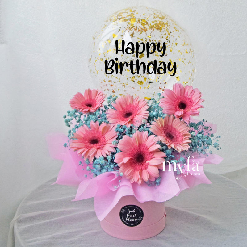 Pink Gaze | Balloon Flower Box | Same day delivery