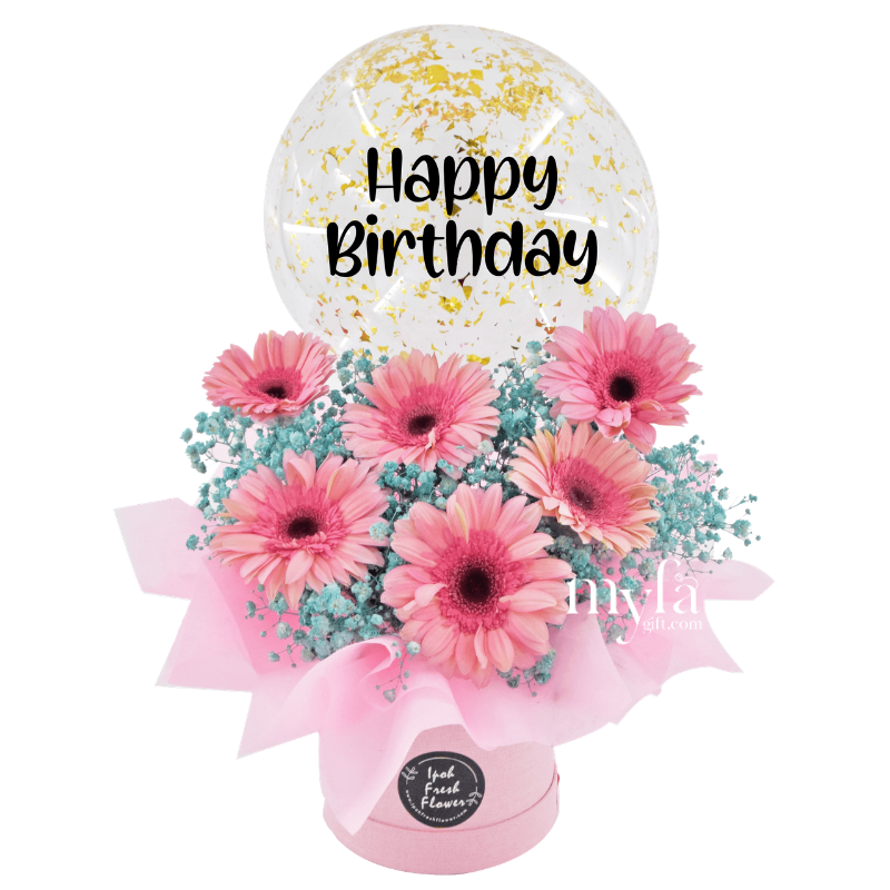 Pink Gaze | Balloon Flower Box | Same day delivery