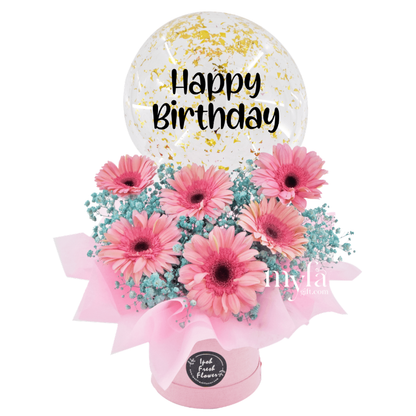 Pink Gaze | Balloon Flower Box | Same day delivery