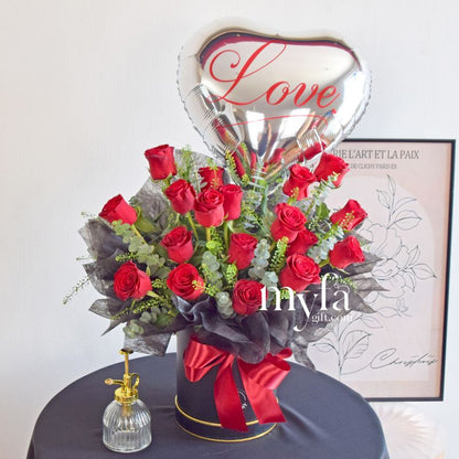 Valentina | Balloon Flower Box | Same day delivery