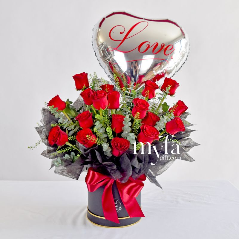 Valentina | Balloon Flower Box | Same day delivery