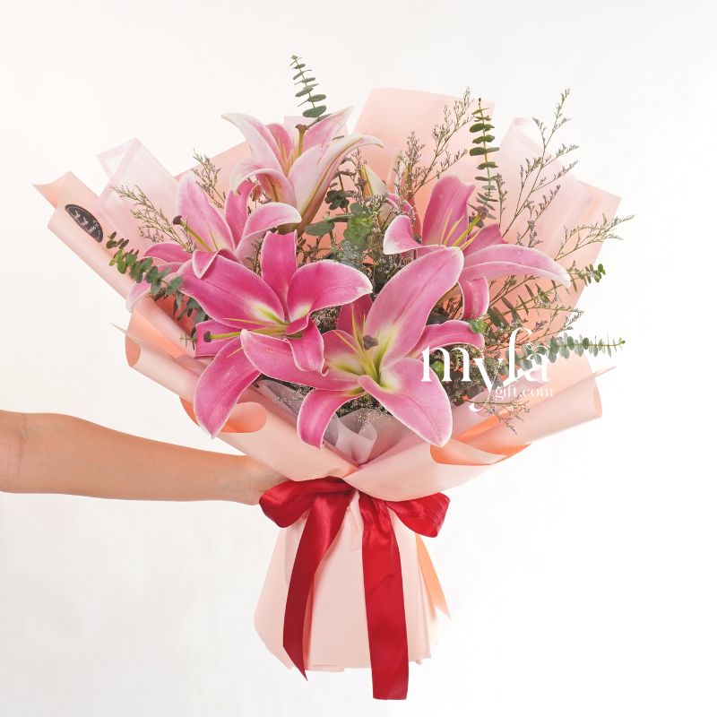 Cherished| Pink Lilies Fresh Flower Bouquet | Same Day Delivery