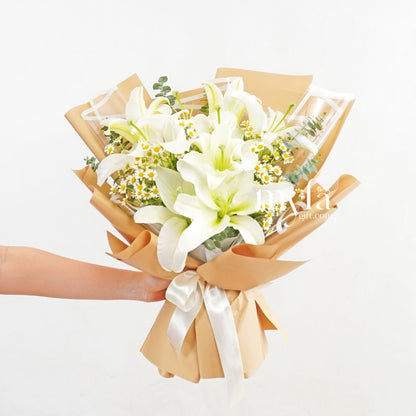 White Wonder | Fresh Lilies Bouquet | Same Day Delivery Taiping