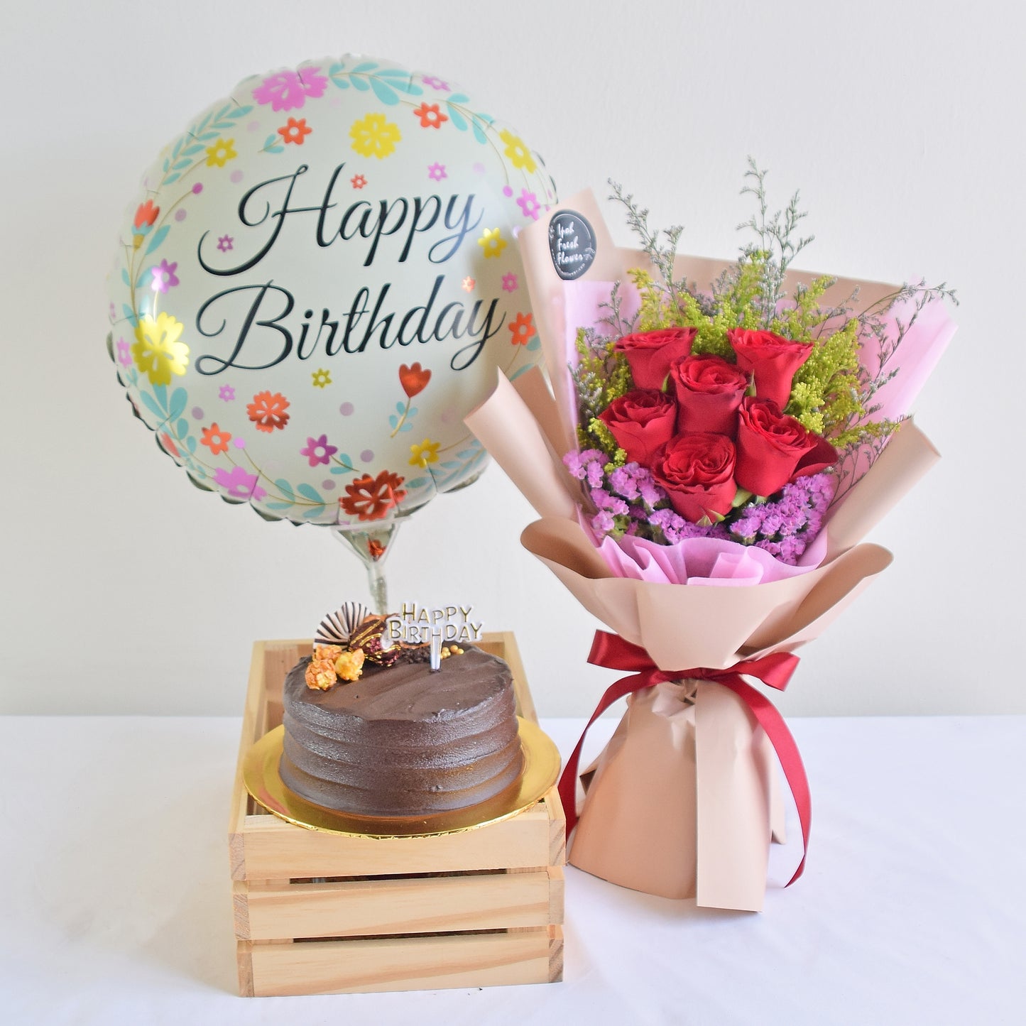 Mecca Birthday Bundle| Flowers, Balloons & Cake| Same Day Delivery