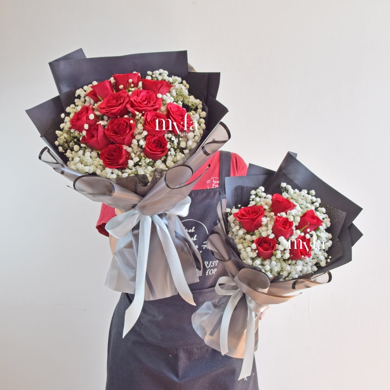 Million Love| Roses with Baby Breath Bouquet| Same Day Delivery