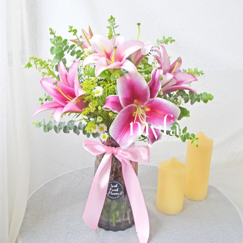 Pink Perfection Vase Arrangement| Fresh Flower In A Vase| Same Day Delivery