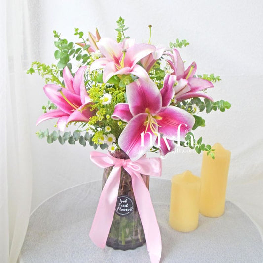 Pink Perfection Vase Arrangement| Fresh Flower In A Vase| Same Day Delivery