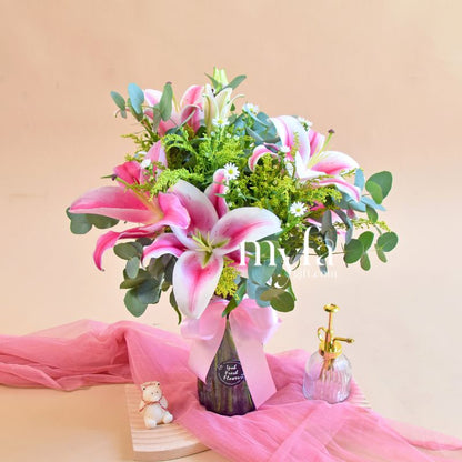 Pink Perfection Vase Arrangement| Fresh Flower In A Vase| Same Day Delivery