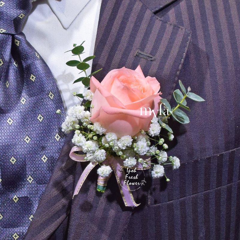 Pink Rose Boutonniere| Flower Bouquet For Wedding & ROM