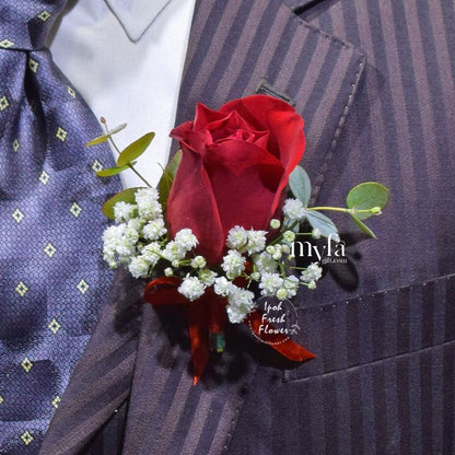 Red Rose Boutonniere| Flower Bouquet For Wedding & ROM