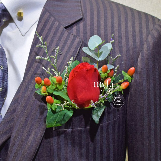 Red Rose Boutonniere| Flower Bouquet For Wedding & ROM