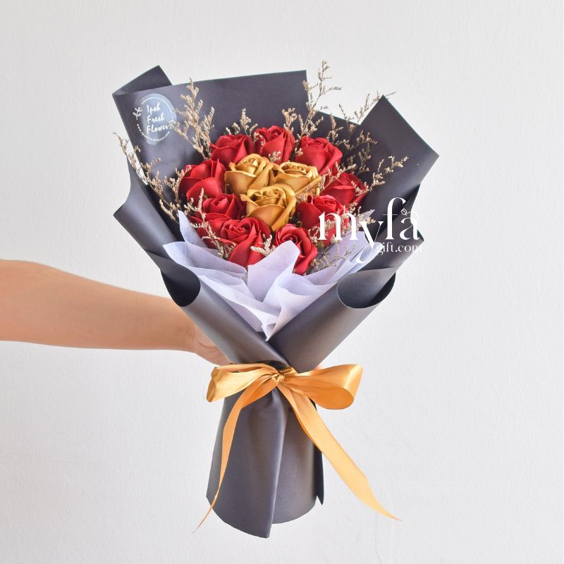 Sparkling Gold| Soap Flower Bouquet & Gift| Same Day Delivery