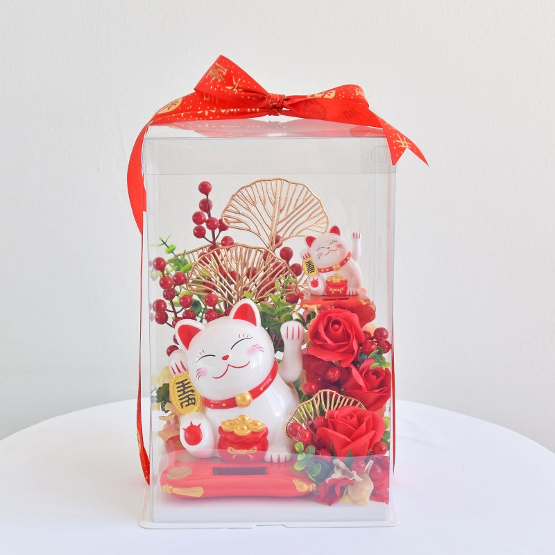 Star Gaze Fortune Lucky Cat| Opening Flower Arrangement| Same Day Delivery